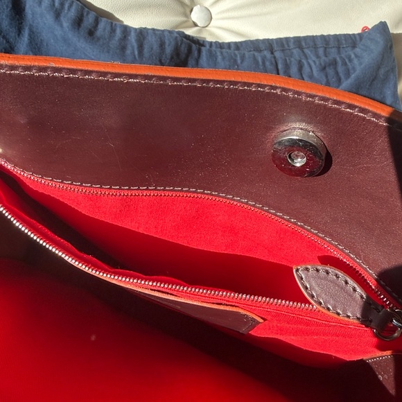 Dooney & Bourke Alto Large Tassel Bag Brown Italian Leather Vintage (Large Tote) - Picture 15 of 16